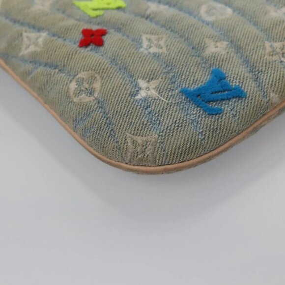 LOUIS VUITTON Monogram Denim New Wave Pochette Zip Bag Blue M67538 Auth 110431 - Picture 3 of 16